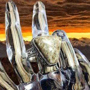 925 Sterling Silver Plated Bohemian Bali Stoney Ring